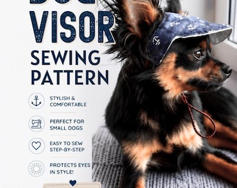 Dog Visor Sewing Pattern PDF, Nautical Dog Hat Pattern, DIY Dog Cap, Small Dog Accessories, Pet Sewing Pattern, Instant Download, Dog Sun Hat