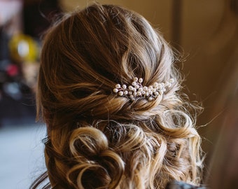 Pearl bride hair comb, Natural Pearl wedding jewelry hair, freshwater pearl bridal comb, pearl hair accessory, small wedding hair comb