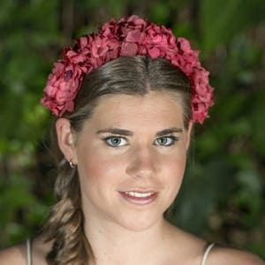 Red flower headband, bright flower hair piece casual wedding, headband for wedding guest, halo headpiece, prom headband, boho wedding