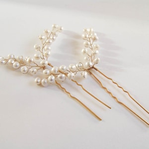 Fresh water pearls hair clips wedding, pearl hair pins, bridal pearl hair accessories, hair pin with real pearls, bridesmaids jewelry hair