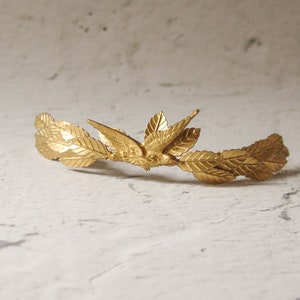 Bird headpiece, Classy wedding leaves tiara, wedding hair piece gold, Leaf headpiece bridal, bird hair comb, bird head jewelleryry image 5
