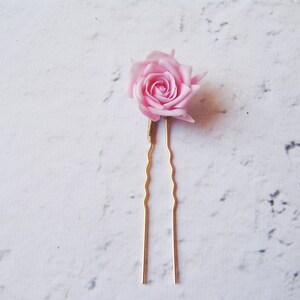 Rose flower hair pin wedding, Rose hairpin, pink hair flowers for bride, wedding hair pins, bridesmaid gift, set of 3 floral hair pins image 8
