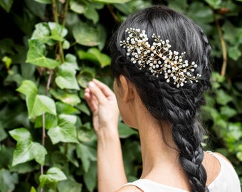 Crystal bridal hair piece wedding, simple bridal vine, wedding hair vine gold, side wedding headpiece, bridal hair clip, pearl hair comb