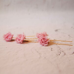 Rose flower hair pin wedding, Rose hairpin, pink hair flowers for bride, wedding hair pins, bridesmaid gift, set of 3 floral hair pins image 6