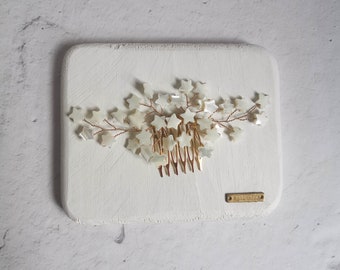 Star hair comb, celestial hair comb, mother of pearl hair comb, star headpiece, star wedding hair accessory, gold celestial bride