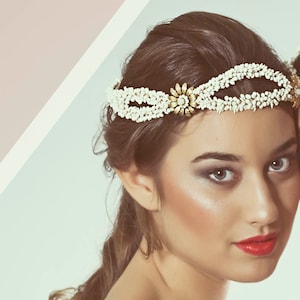 Wedding crown, antique style bridal crown, floral wedding hair piece, bridal crown for bride, ivory wax wedding headpiece, unique headpiece