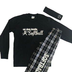 Eat Sleep Breathe Softball PJ Gift Set Long Sleeve