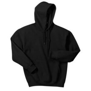 May include: A black hooded sweatshirt with a drawstring and a kangaroo pocket. The sweatshirt is made of a soft material and is suitable for casual wear. The hoodie is a solid black color.