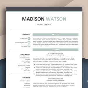 Creative Resume Template for Word, 1 and 2 Page Resume Templates, Resume Template, Cover Letter, Modern Resume, Creative CV