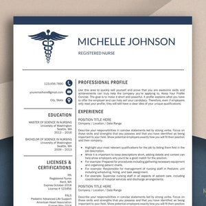 Nurse Resume Template for Word, Doctor Resume Template, Medical Resume, Nursing CV Template, RN Resume, Doctor CV