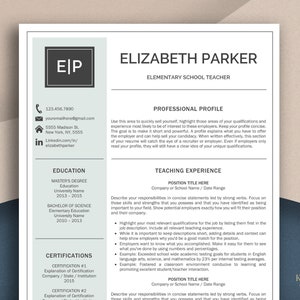 Teacher Resume Template for Word, Resume Teacher, CV Teacher, Teaching Resume, Resume for Teacher, Elementary Resume