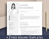 CV Template Resume Template with Photo Word and Pages | Professional Resume + Cover Letter, Executive Resume with Picture, Engineer Resume