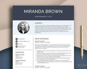 Resume Template CV Resume with Photo, Modern CV Template, Professional Resume Template, Bewerbungsvorlage, Executive Resume Template