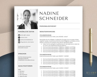 Bewerbungsvorlage Deutsch, Lebenslauf Vorlage für Word & Pages, Application Template German, Deckblatt, Anschreiben, Curriculum Vitae German