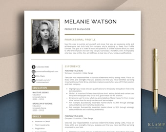 Professional Resume Template for Word and Pages, Executive Resume with Photo, Modern CV Template for Word, Lebenslauf Vorlage