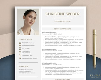 Bewerbungsvorlage Lebenslauf Vorlage Application Template German für Word und Pages mit Anschreiben, Deckblatt, Anlagen