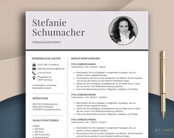 Application Template German für Word und Pages, Professionelle Bewerbungsvorlagen Deutsch Lebenslauf Vorlage