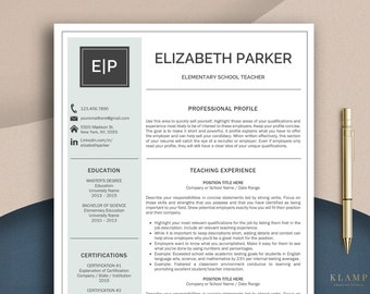 Teacher Resume Template for Word, Resume Teacher, CV Teacher, Teaching Resume, Resume for Teacher, Elementary Resume
