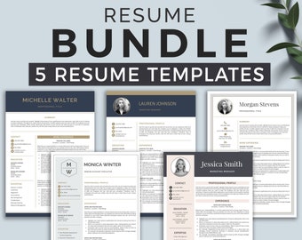 Resume Template Bundle Word and Pages  + Cover Letter | Executive Resume Template, Photo Resume, Professional CV Template,  Modern Resume