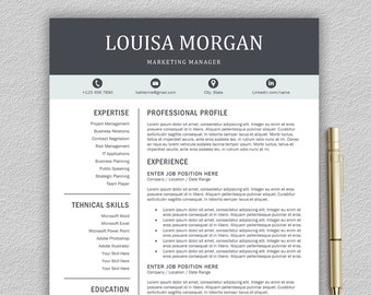 Professional Resume Template for Word | 1 and 2 Page Resume Template + Cover Letter + Icons | Creative Resume Template | CV Template