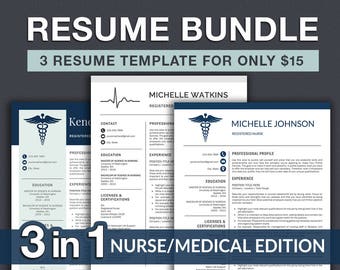 Plantilla de currículum vitae de enfermera / Plantilla de currículum vitae de médico para Word / CV de enfermera / CV de enfermera RN / CV de médico / Descarga instantánea de currículum vitae