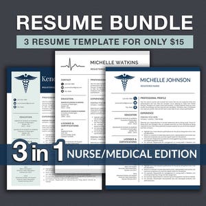 Nurse Resume Template / Doctor Resume Template for Word | Nurse CV | RN Nurse Resume | Doctor CV | Resume Instant Download