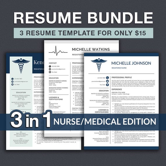 Nurse Resume Template / Doctor Resume Template for Word | Nurse CV | RN Nurse Resume | Doctor CV | Resume Instant Download