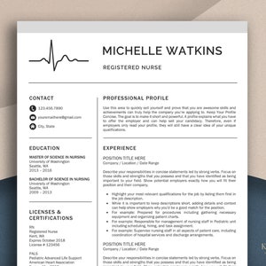 Nurse Resume Template for Word, Medical Resume, Nurse CV, RN Resume Template with Matching Cover Letter, Doctor Resume CV