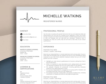 Nurse Resume Template for Word, Medical Resume, Nurse CV, RN Resume Template with Matching Cover Letter, Doctor Resume CV