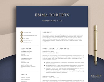 Plantilla de currículum ejecutivo Apple Pages & Word, plantilla de CV de currículum profesional de 1-3 páginas, currículum moderno y carta de presentación, currículum minimalista