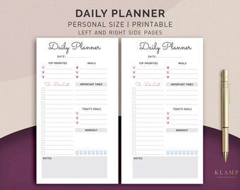 Personal Size Daily Planner Printable Planner Inserts, Daily Planner Personal, Personal Planner Pages, Personal inserts Planner