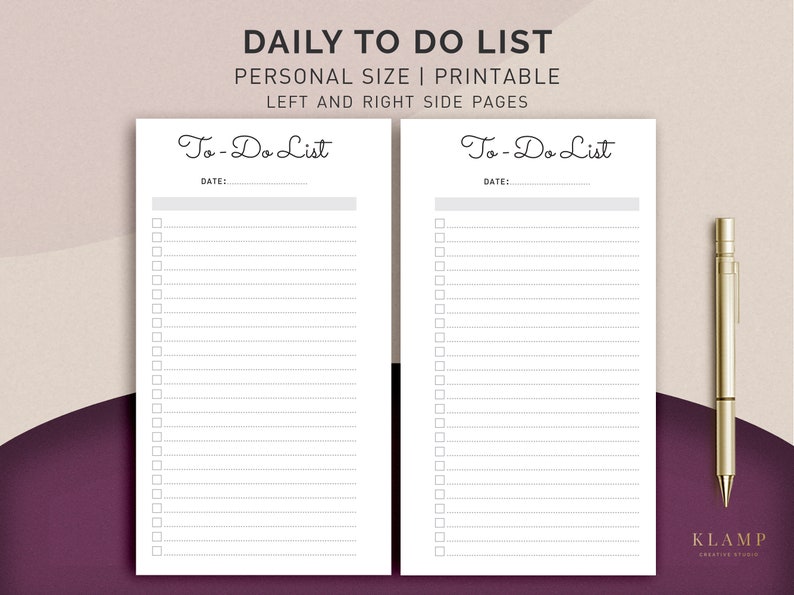 May include: Printable to-do list with two pages, each with a title "To-Do List" and a space for the date. Each page has 15 lines with checkboxes and dotted lines.