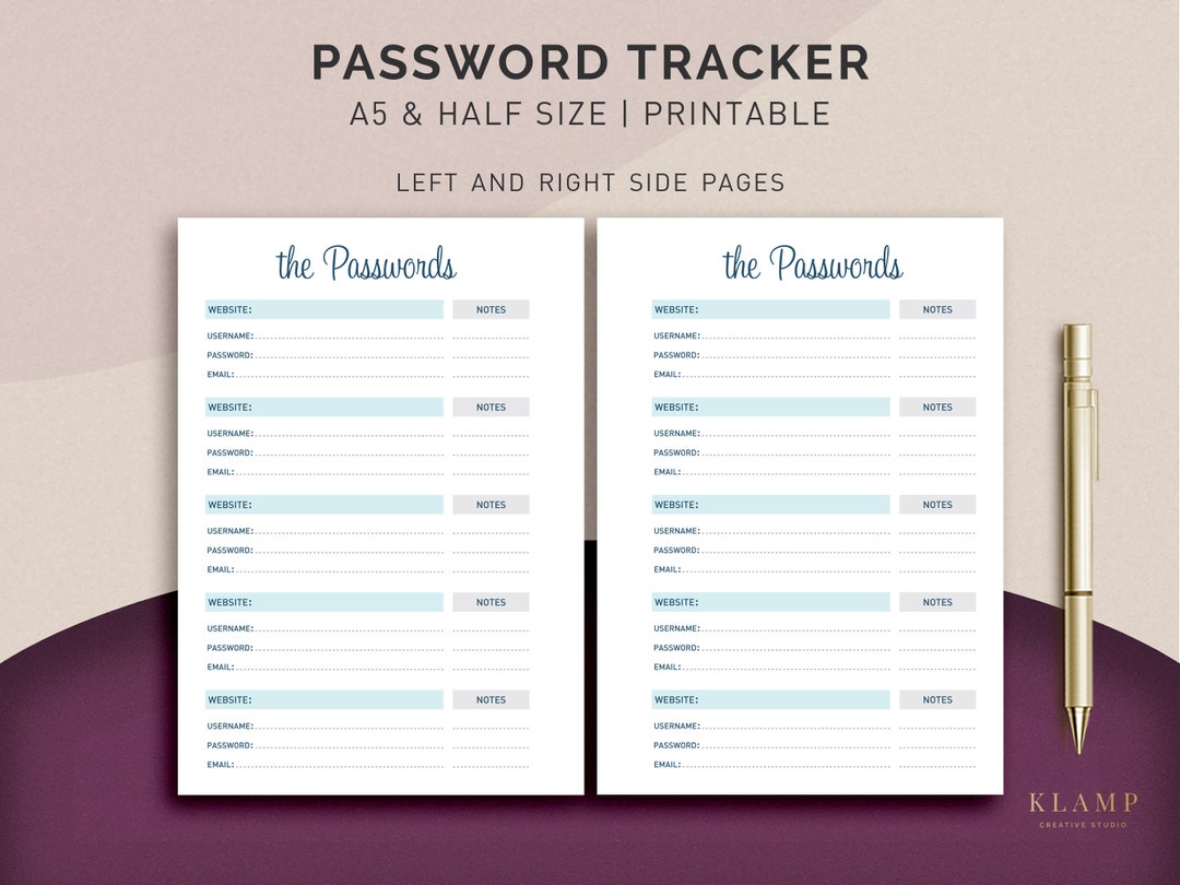 Password Collectore Password Keeper Printable, Password Tracker, Password Organizer ...