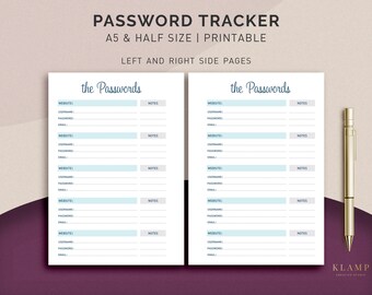 Password Keeper Printable, Password Tracker, Password Organizer, Password Log, Password Printable, A5 Password Tracker, Printable Planner