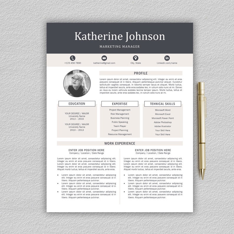 Professionellen Lebenslauf Moderne Lebenslauf Etsy