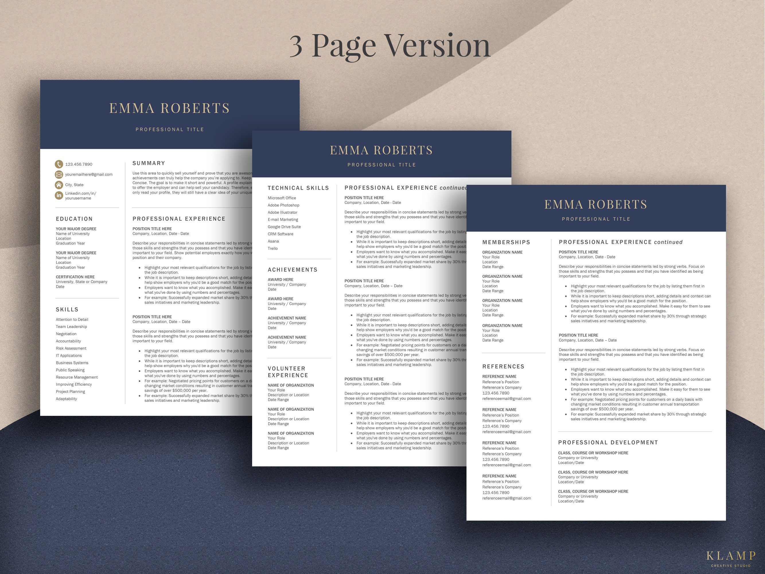 Executive Resume Template Apple Pages & Word, 1-3 Page Professional ...