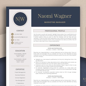 Resume Template for Word & Pages, CV Template, Modern Resume Template Instant Download, Marketing Resume, Executive Resume Template
