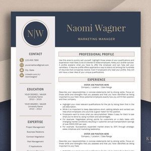 Resume Template for Word & Pages, CV Template, Modern Resume Template Instant Download, Marketing Resume, Executive Resume Template