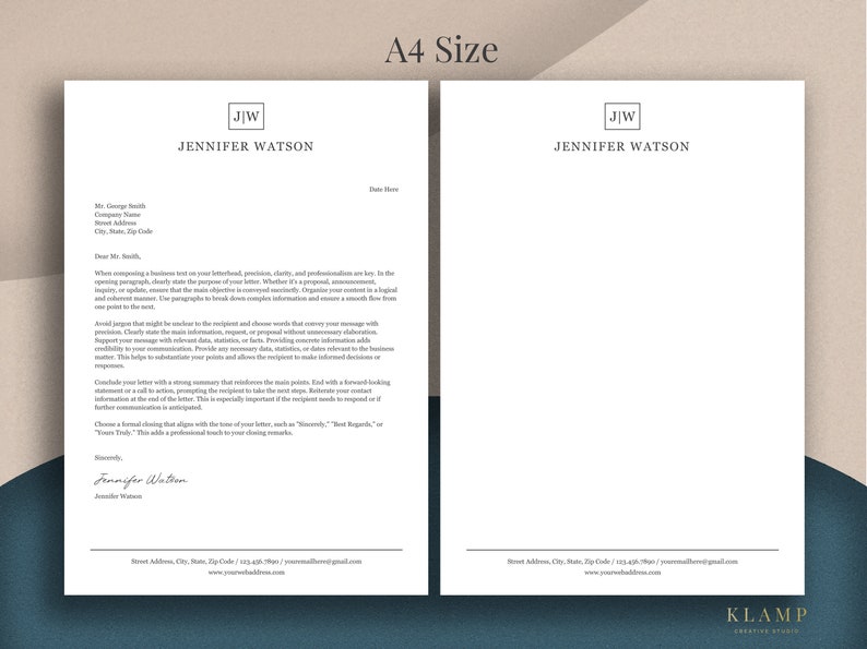 Letterhead Template for Word and Pages, Personalized Letterhead, Business Letterhead, Custom Letterhead, DIY Stationary, Custom Stationary image 4