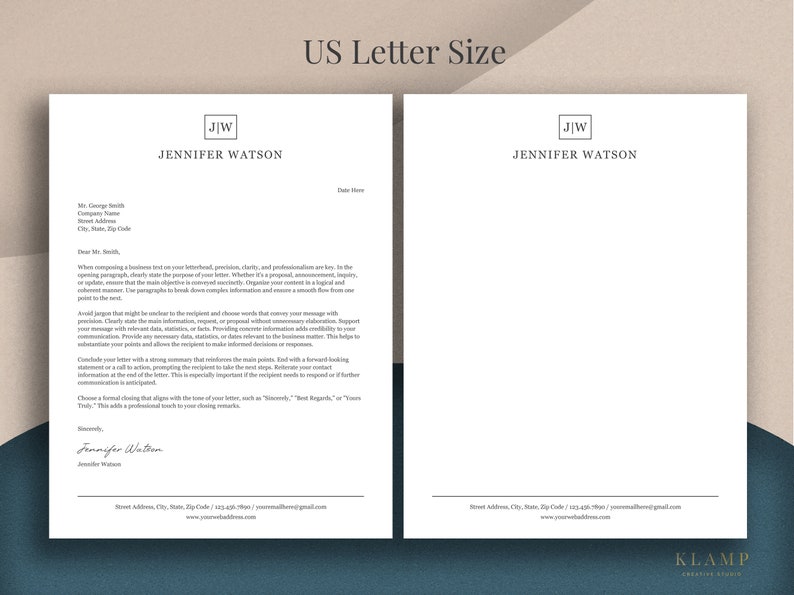 Letterhead Template for Word and Pages, Personalized Letterhead, Business Letterhead, Custom Letterhead, DIY Stationary, Custom Stationary image 3