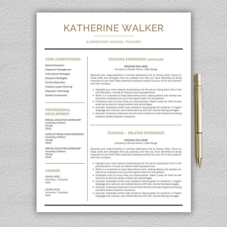 Peut inclure: Un curriculum vitae pour Katherine Walker, enseignante &agrave; l'&eacute;cole primaire. Le CV met en avant ses comp&eacute;tences cl&eacute;s, son d&eacute;veloppement professionnel et ses r&eacute;compenses. Il comprend &eacute;galement des sections sur l'exp&eacute;rience d'enseignement et l'exp&eacute;rience d'enseignement connexe.