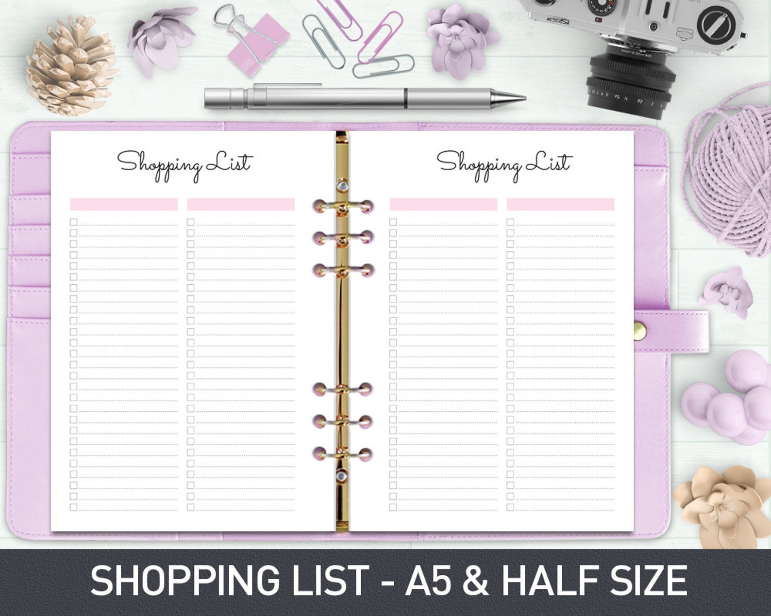 A5 Shopping Planner, Shopping List, Printable Shopping List, Shopping