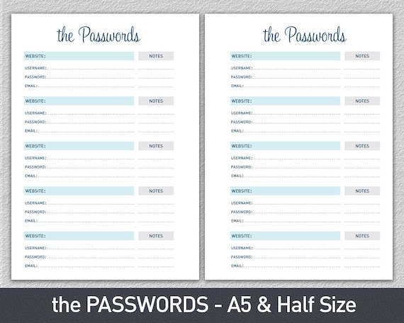 password keeper printable password tracker password etsy printable password organizer