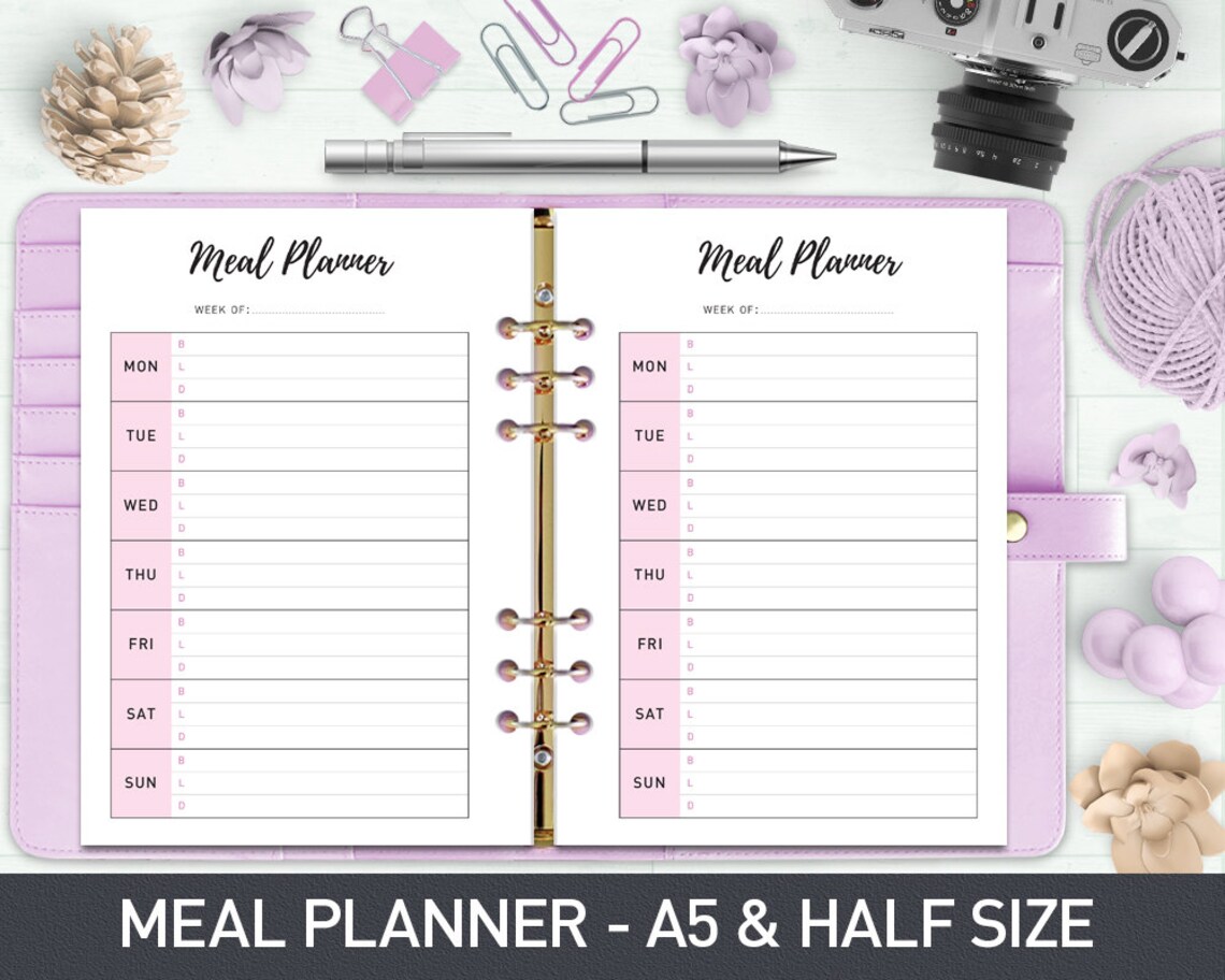 A5 Meal Planner Printable, Weekly Meal Planner, Menu Planner, Printable ...
