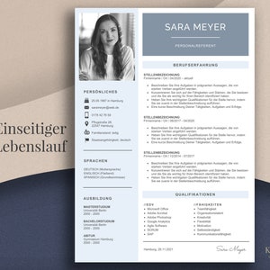 May include: A professional CV template featuring a woman's headshot, labelled "SARA MEYER". The CV includes sections for personal details, work experience, education, and skills. A gold pen is positioned on the right.