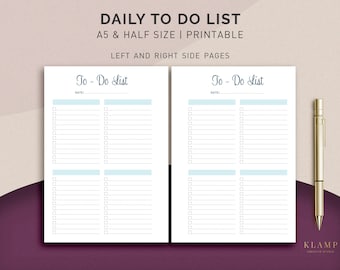Daily To Do List Printable, To Do Planner Inserts, To Do List Notepad, To Do List Notebook, Printable Planner Pages, A5 To Do List Printable