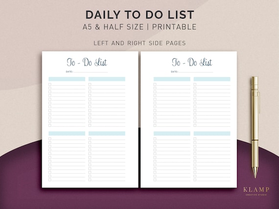 Daily To Do List Printable, To Do Planner Inserts, To Do List Notepad, To Do List Notebook, Printable Planner Pages, A5 To Do List Printable