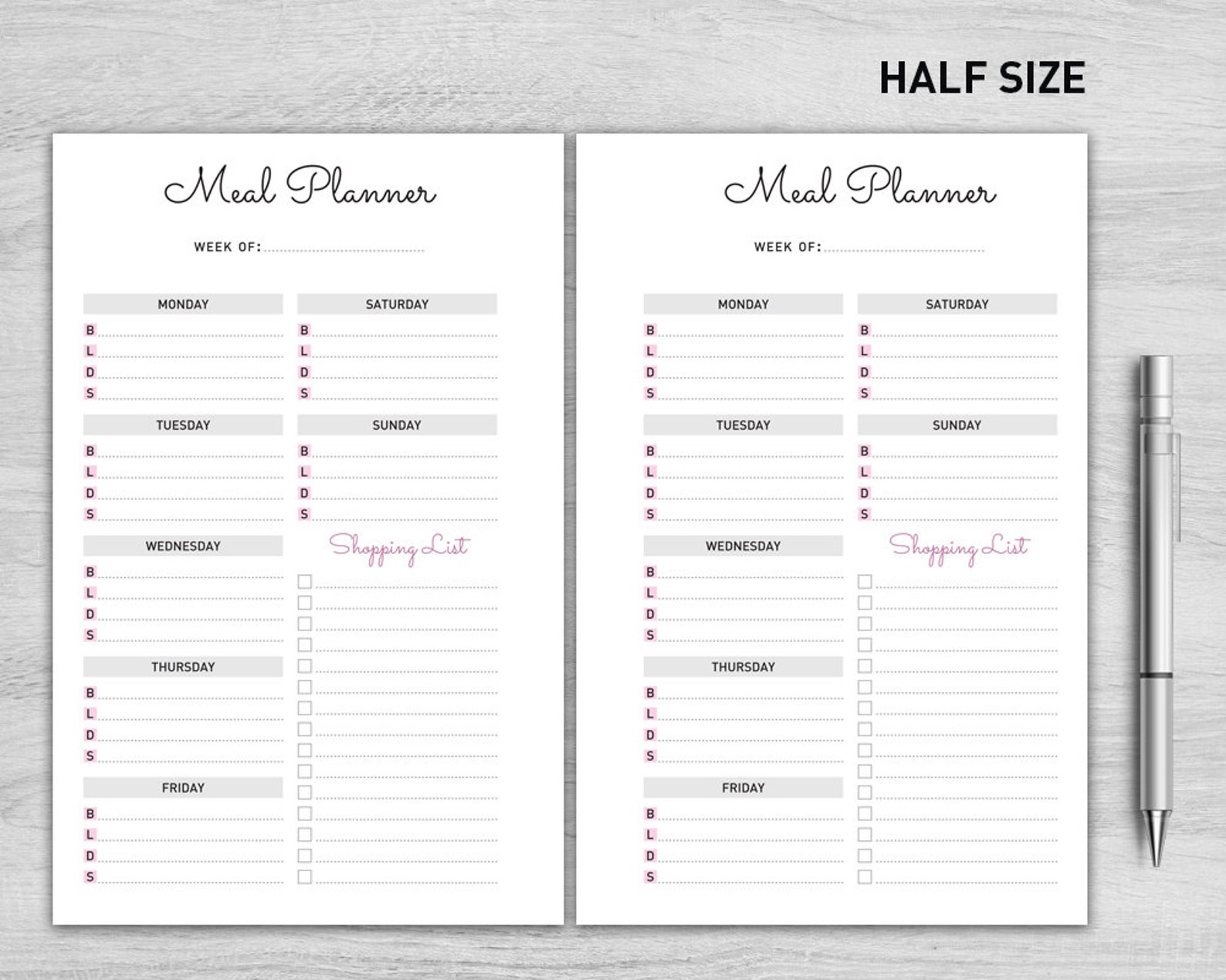 A5 Meal Planner Printable, Weekly Meal Planner, Menu Planner, Printable ...