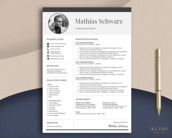 Lebenslauf Vorlage Muster: Anschreiben, Deckblatt, Bewerbungsvorlage Deutsch, Bewerbung Layout, Kreative Lebenslauf Vorlage Word und Pages