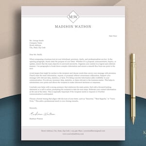 Plantilla de membrete para Word y páginas, membrete personalizado, membrete comercial, membrete personalizado, papelería de bricolaje, papelería personalizada